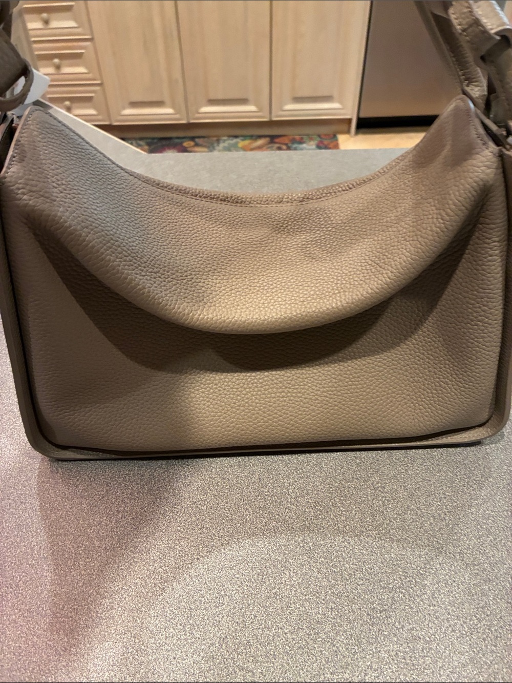 Pebbled Taupe Shoulder Hobo Bag - Picture 6 of 12